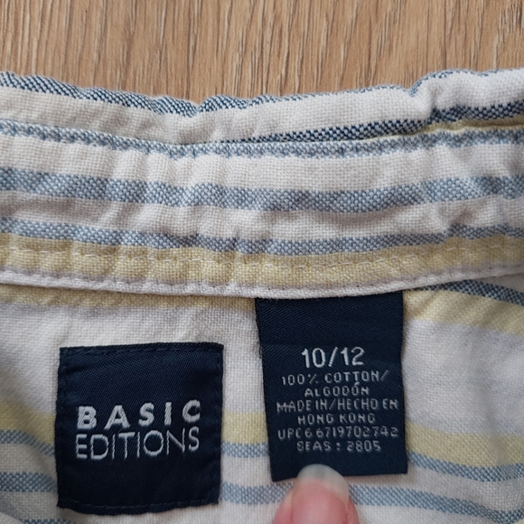 Basic Editions Boys Striped Button Down Shirt size 10/12 - Picture 4 of 4